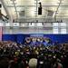 President Obama addresses an audience of 3,000 at the Al Glick Fieldhouse on Friday morning.  Melanie Maxwell I AnnArbor.com